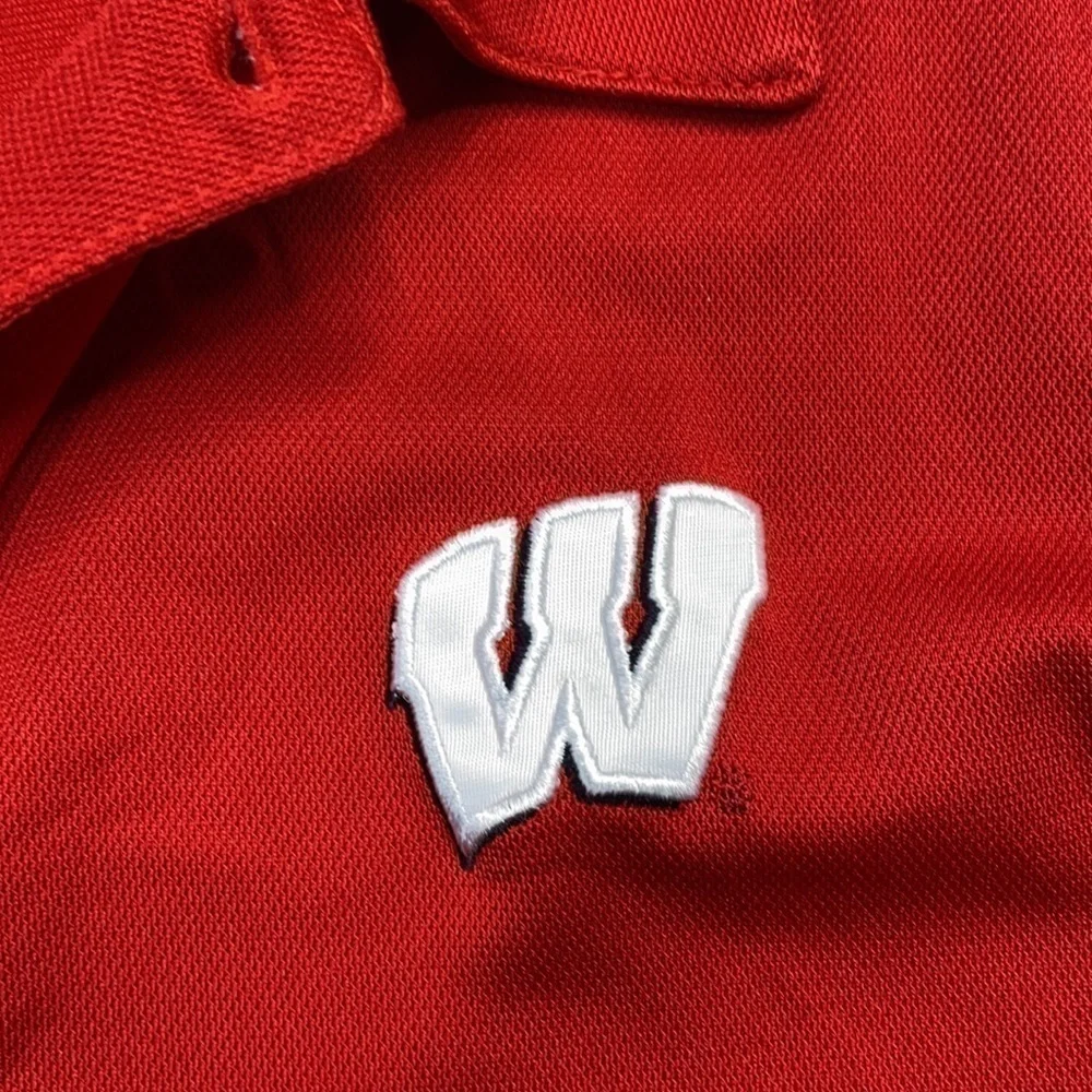 Wisconsin Badgers Adidas Climacool Tram Colors Collard Polo Shirt Medium